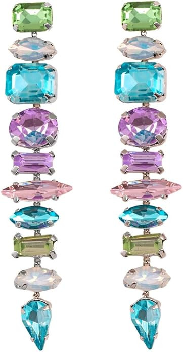 Statement Gemstone Earrings Multicolor Crystal Earrings for Women Brides Drop Earrings Wedding Ea... | Amazon (US)