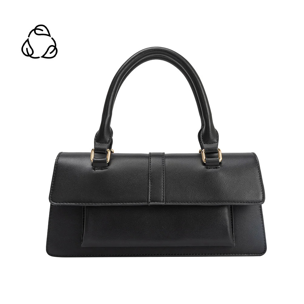 Black Carol Small Recycled Vegan Leather Top Handle Bag | Melie Bianco | Melie Bianco