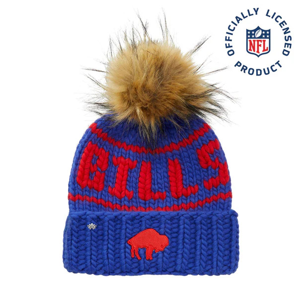 BUFFALO BILLS LELE SADOUGHI X NFL RETRO ROYAL BLUE BEANIE FAUX FUR POM | LELE SADOUGHI