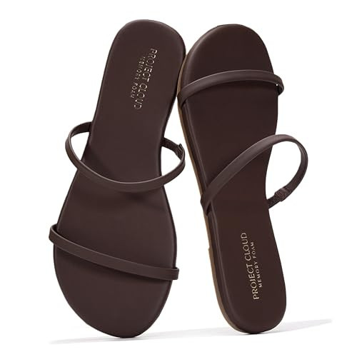 Project Cloud Summer Sandals for Women 2026 - Memory Foam Insole and Vegan Leather Beach Flip Flops for Women - Non Slip and Lightweight Double Strap Womens Sandals (Transition, DKCHOC,5.5M) | Amazon (US)
