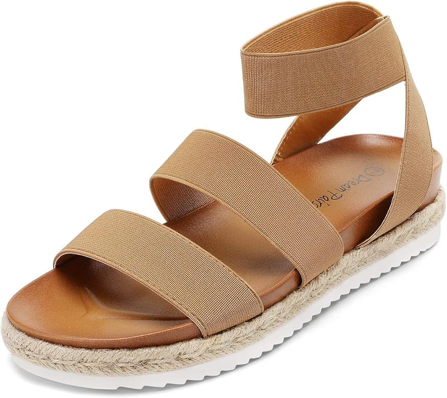 DREAM PAIRS Women’s Open Toe Ankle Strap Espadrille Flatform Platform Wedge Sandals | Amazon (US)