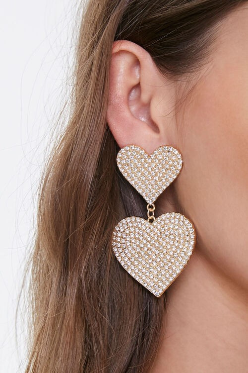 Rhinestone Heart Pendant Drop Earrings | Forever 21 (US)
