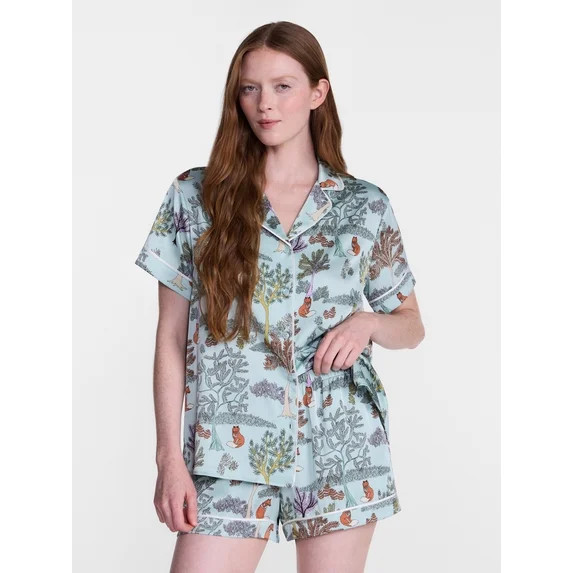 Joyspun Women’s Stretch Satin Sleep Top and Shorts, 2-Piece Set, Sizes XS to 3X | Walmart (US)