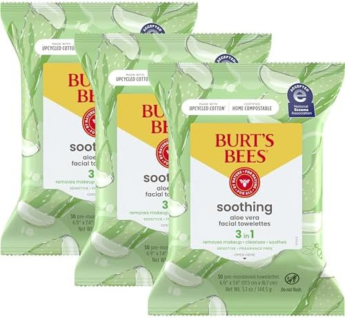 Burt's Bees Stocking Stuffers, Aloe Vera Face Wipes, for Sensitive Skin, Soothing Makeup Remover ... | Amazon (US)