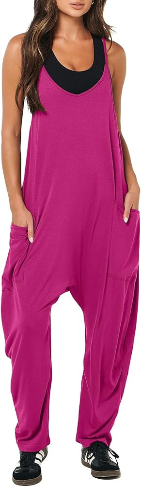 ANRABESS Women's Casual Loose Sleeveless Jumpsuits Adjustbale Spaghetti Strap V Neck Harem Long P... | Amazon (US)