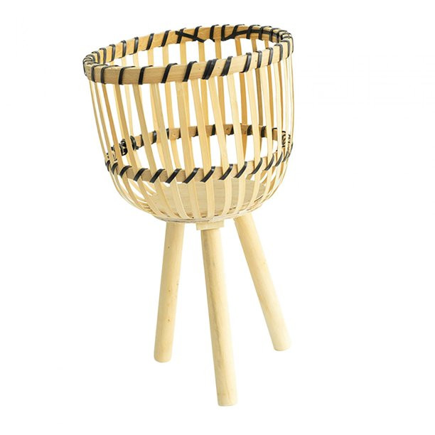 KoolsooModern Indoor Rattan Basket Flower Pot Plant Stand with Legs,Plant Display Rack ,Wooden Pl... | Walmart (US)