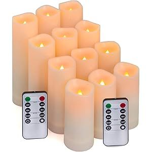 Aignis Flameless Candles, Led Candles Set of 12(D 2.2" X H 4" 5" 6" 7") Resin Candles with Remote... | Amazon (US)