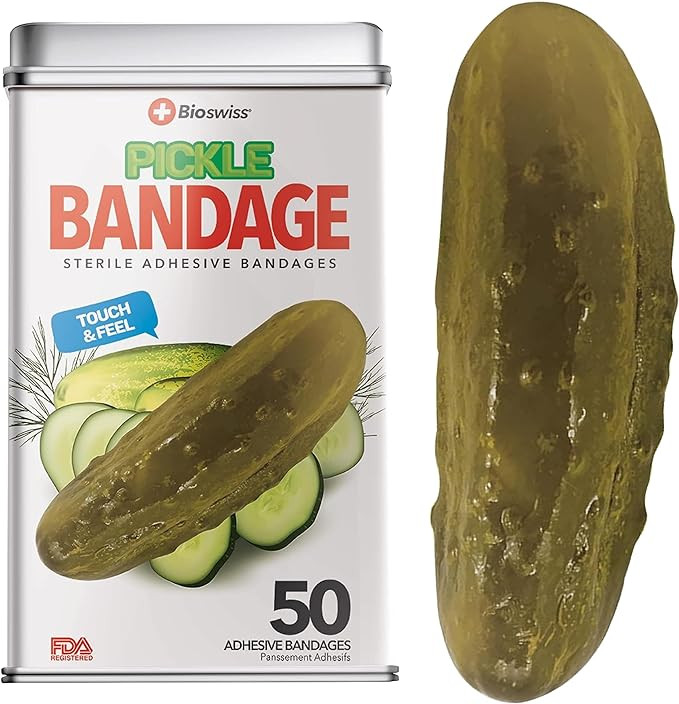 BioSwiss Kids Bandages, Pickle Shaped Self Adhesive Bandage Set, Latex Free, Sterile Wound Care, ... | Amazon (US)