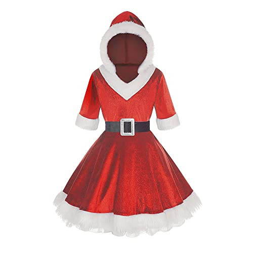 LMYOVE Girls Christmas Dress, Kids Santa Costume Outfit | Amazon (US)
