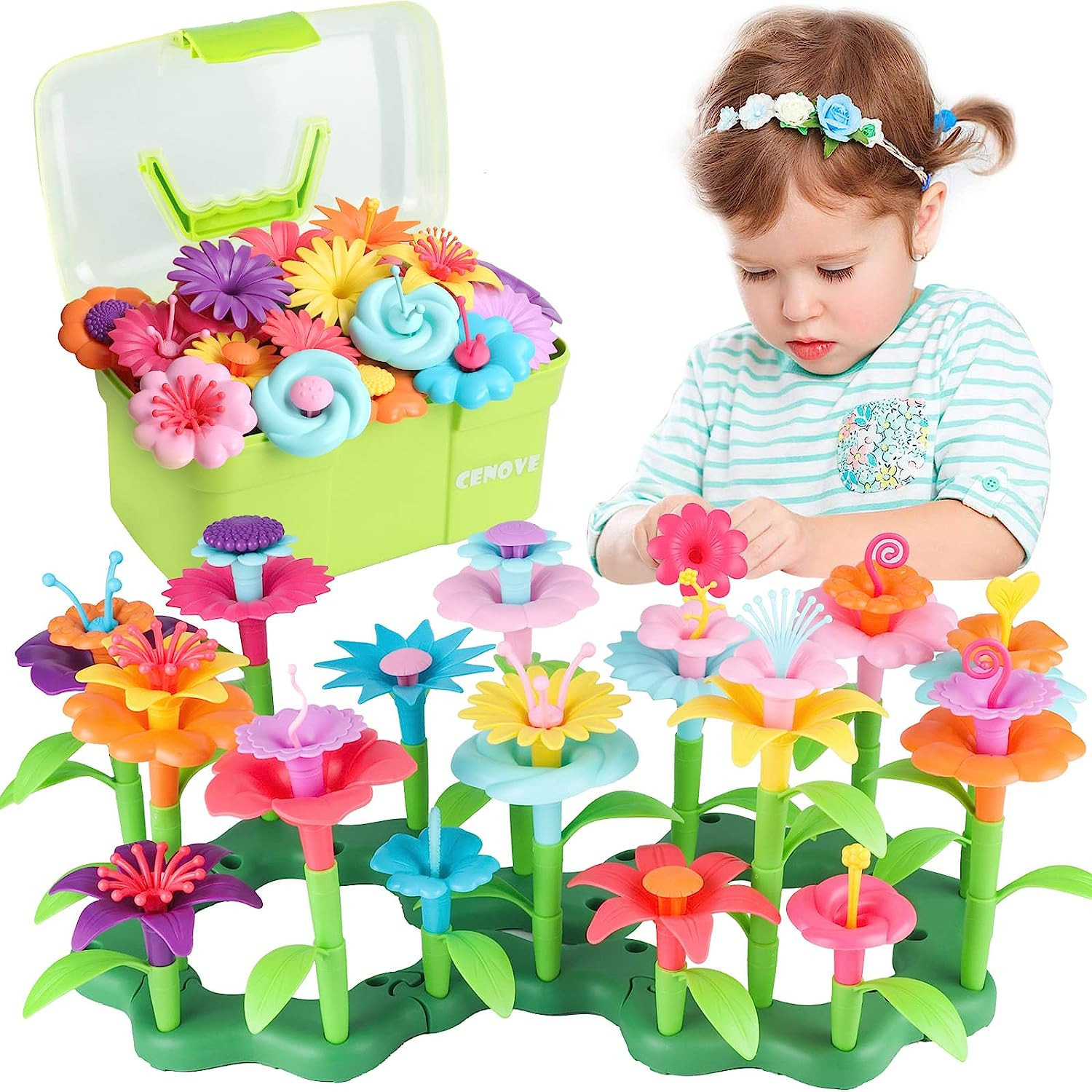 CENOVE Toddler Toys Gifts for 3 4 5 6 7 Year Old Girls Boys,Flower Garden Building Toy STEM Educa... | Amazon (US)