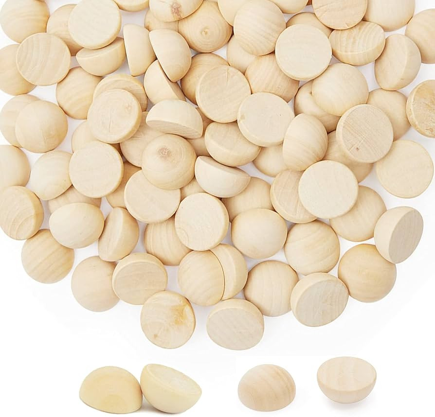 200pcs Mini Half Wooden Beads, 12mm Unfinished Round Split Wood Balls for Craft Paint, 1/2 inch D... | Amazon (US)