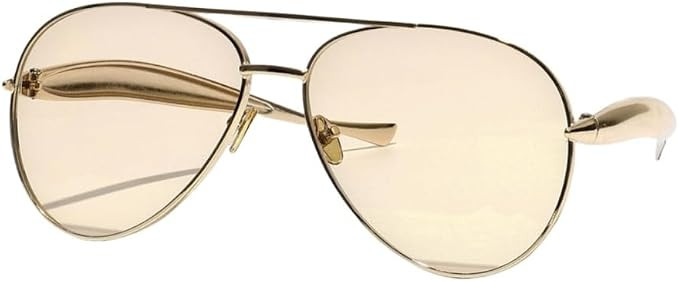 Women's Oversized Pilot Sunglasses Gold Metal Frame UV400 Vintage Shades Fashion Accessories | Amazon (US)