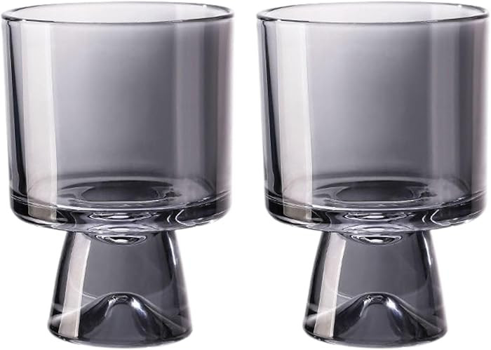 Smoky Gray 230ml Handcrafted Glass Cups - Sleek High-Stem Design for Desserts, Coffee, and Sparkl... | Amazon (US)