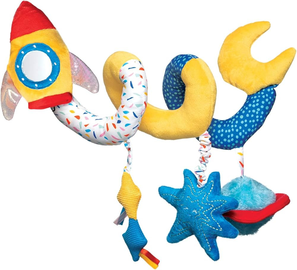 Manhattan Toy Space Themed Rocket Soft Baby Travel Spiral with Baby-Safe Mirror, Elastic Pull Cor... | Amazon (US)