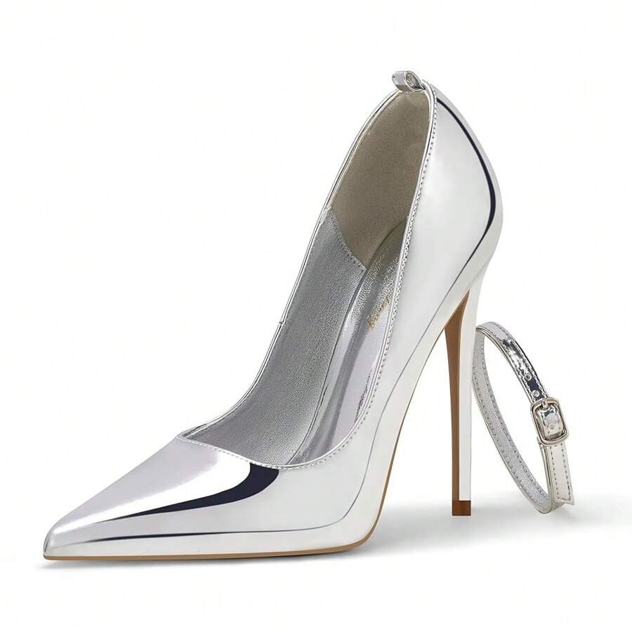 Women's Pumps Closed Pointed Toe Heels With Ankle Strap Slip On Stiletto High Heels 5 Inch For We... | SHEIN