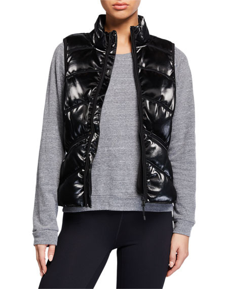 Blanc Noir Freestyle Mesh Inset Puffer Vest | Neiman Marcus