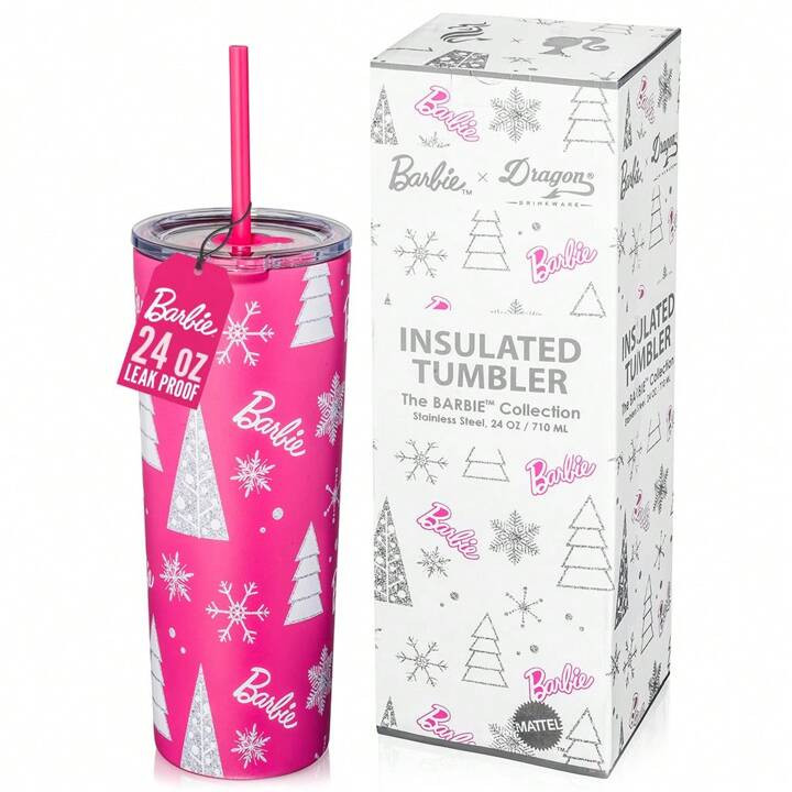 Barbie 24oz Barbie™ Pink Christmas Tumbler | SHEIN