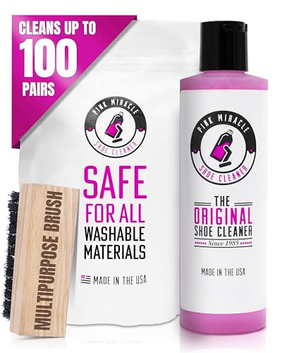 Pink Miracle Shoe Cleaner Kit with Bottle and Brush For Fabric Cleaner For Leather, Whites, Suede and Nubuck Sneakers (4 Oz) | Amazon (US)
