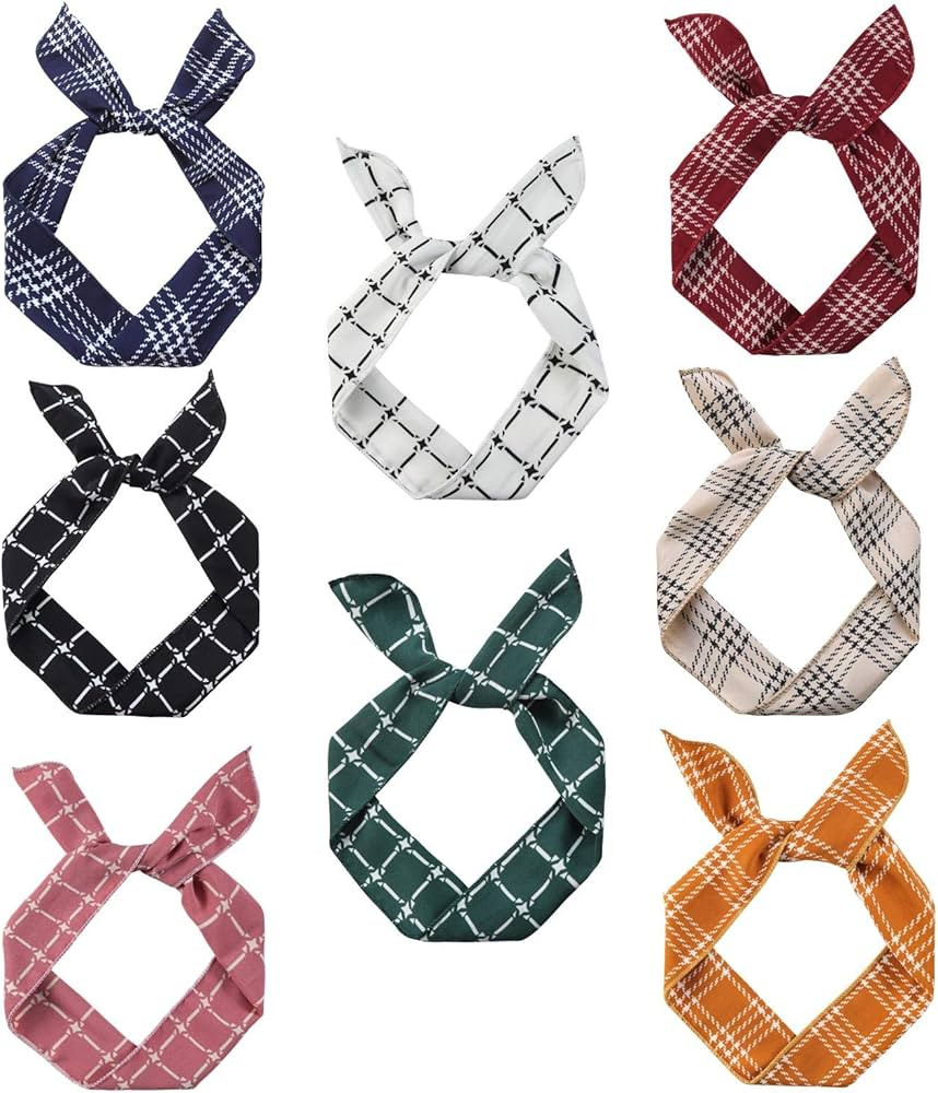 ONEYE, Wire Headbands for Women Twist Bow Hairbands Fashion Check Bunny Ears Headwraps Hair Acces... | Amazon (US)