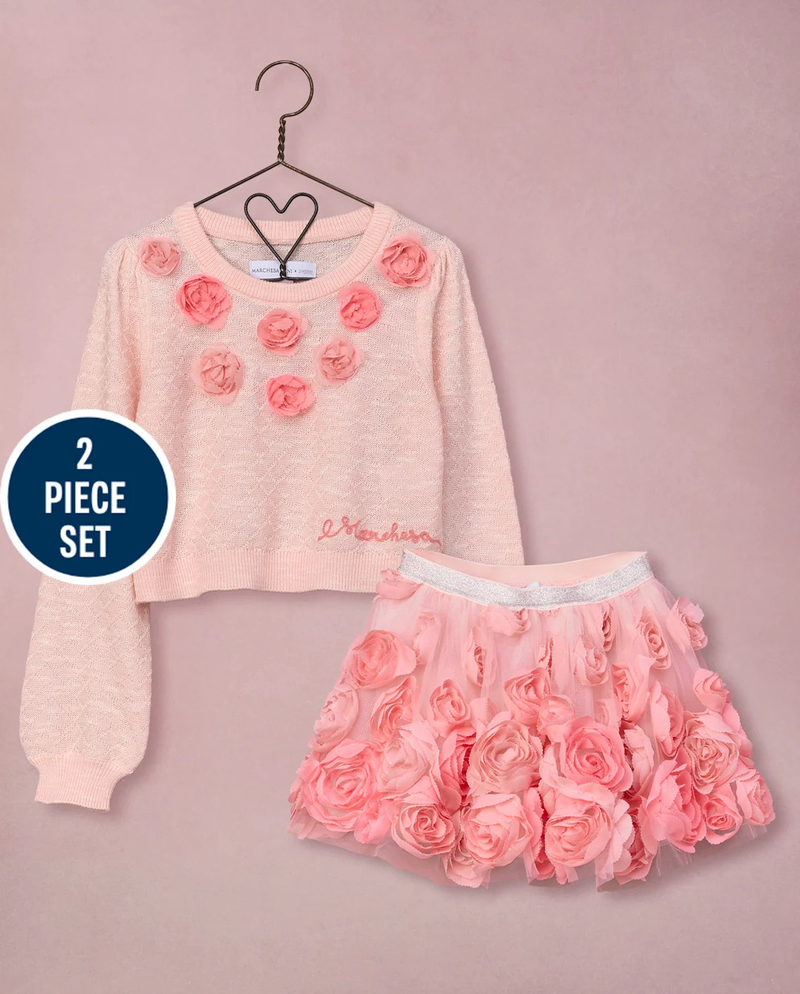 Girls Long Sleeve Rosette 2-Piece Outfit Set - Marchesa Mini x Gymboree - PINK | Gymboree | Gymboree