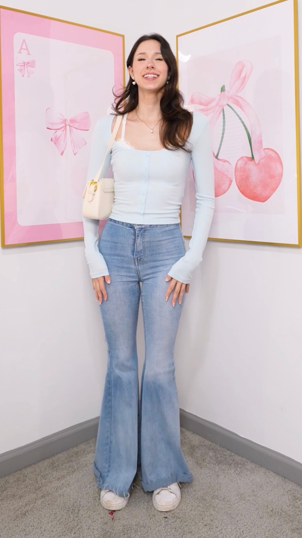 Outfit Details – Casual Feminine with a Retro Twist 💫👖

Keeping it effortlessly cute and comfy in this soft, throwback-inspired look! I’m wearing a fitted baby blue button-up top from LaLuneDuCiel layered over a lace-trim cami for a sweet, feminine touch. These light-wash flared jeans from DressUp give total 70s revival energy while staying super wearable. Finished it off with classic white Adidas sneakers to keep it grounded and casual. 🤍

✨Aesthetic: soft girl, retro revival, casual feminine, light academia, everyday cute
✨Style Keywords: baby blue top, flared jeans, wide leg denim, casual fall outfit, pastel fashion, lace camisole, retro 70s vibes, everyday sneakers, soft layering, fitted long sleeve
✨Where to Wear: class, casual date, everyday errands, lunch with friends, campus style, or weekend exploring

This look is the perfect mix of sweet + laid-back — ideal for those easygoing days when you still want to feel put together! 🍒☁️

#LTKFindsUnder100 #LTKFindsUnder50 #LTKStyleTip