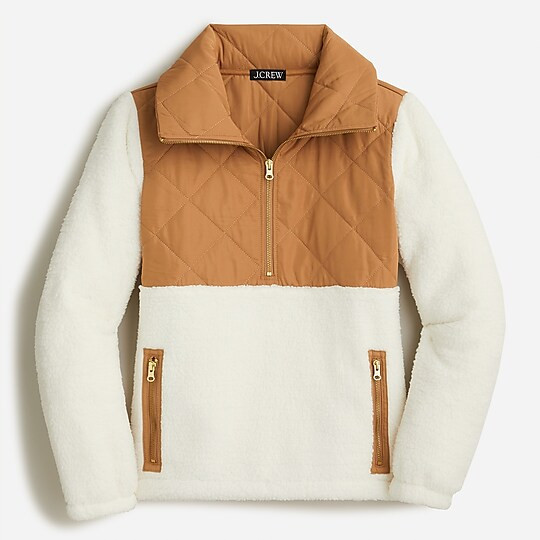 Quilted sherpa fleece half-zip pullover | J. Crew US