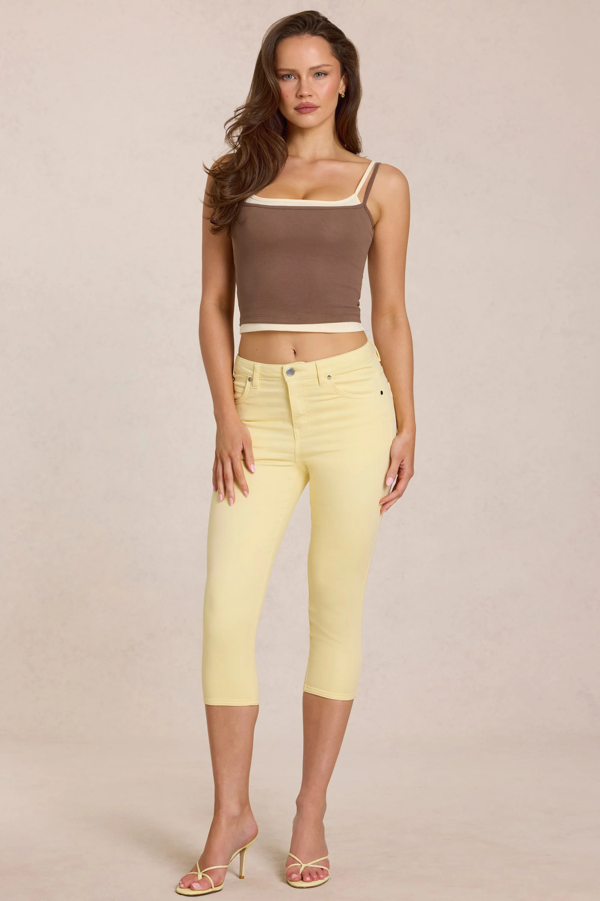 Mid-Rise Capri Jeans in Lemon Yellow | Oh Polly
