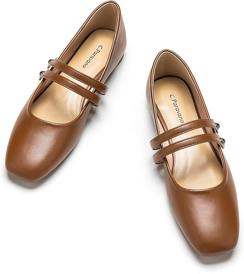C.Paravano Women's Mary Jane Flats | Closed Toe Mary Jane Shoes for Women | Slip On Mary Janes Ba... | Amazon (US)