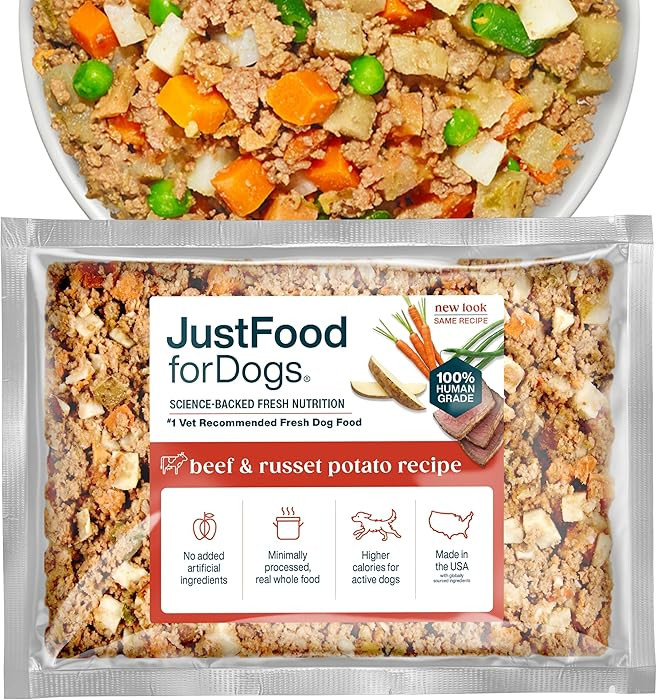 JustFoodForDogs Frozen Fresh Dog Food, Complete Meal or Topper, Beef & Russet Potato Human Grade ... | Amazon (US)