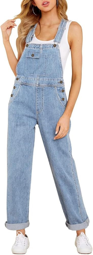 Vetinee Womens Overalls Denim Stretch Straight Leg Jeans Overall Regular Fit Bib Jean Jumpsuits C... | Amazon (US)