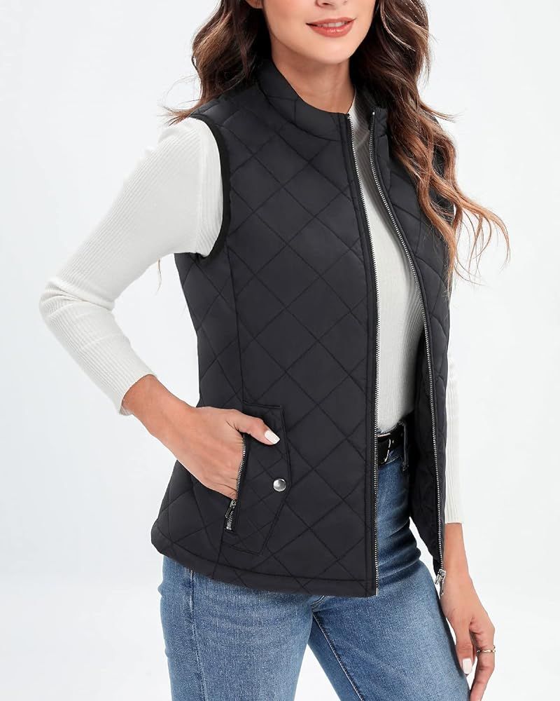 Xeoxarel Women's Quilted Vest, Puffer Sleeveless Jacket (XS-XXL) | Amazon (US)