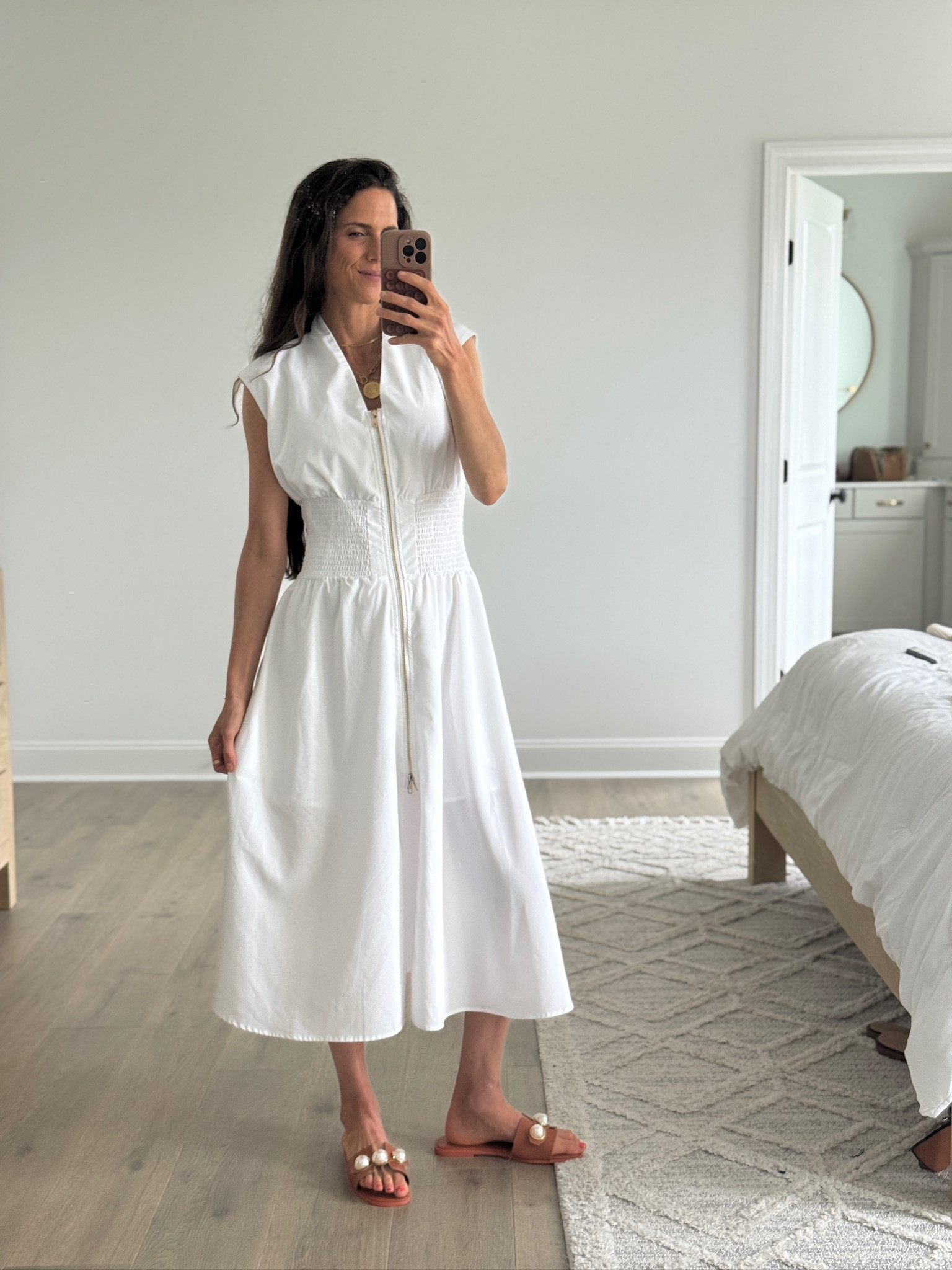 White midi dress with the prettiest flattering fit for summer vacations, brunch, bridal showers, and everyday elevated style. Linked in LTK.

#LTKSeasonal #LTKmomlife #LTKootd
