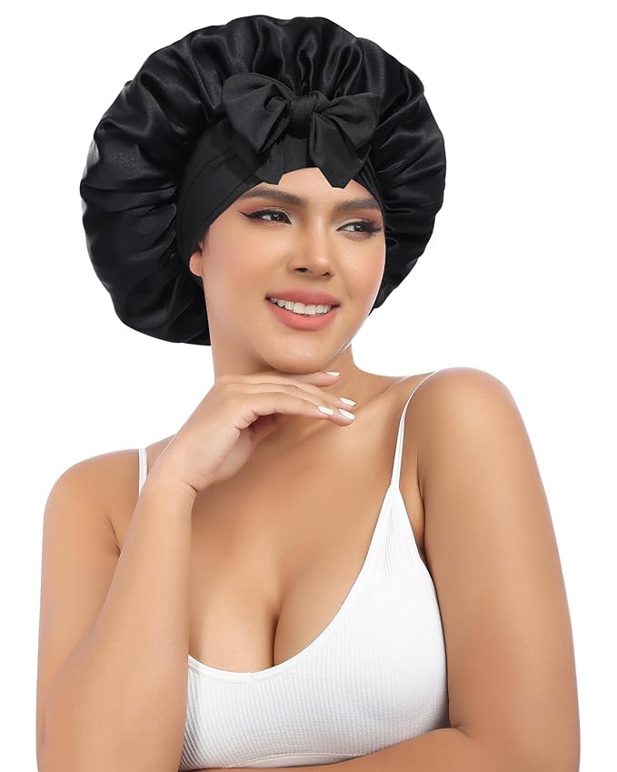 AWAYTR Silk Bonnet for Sleeping Women 100% Mulberry Silk Hair Bonnet with Band 2 Layer Reversible... | Amazon (US)