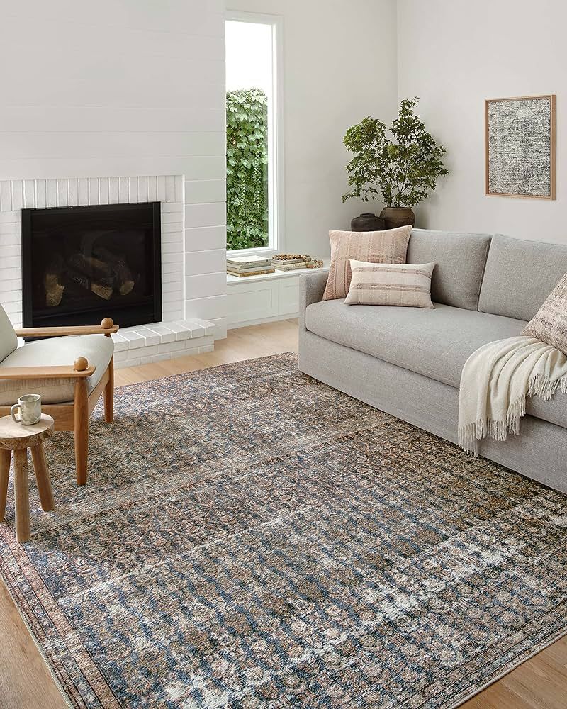 Amber Lewis x Loloi Billie Collection BIL-02 Ocean / Brick 2'-0" x 5'-0" Accent Rug | Amazon (US)