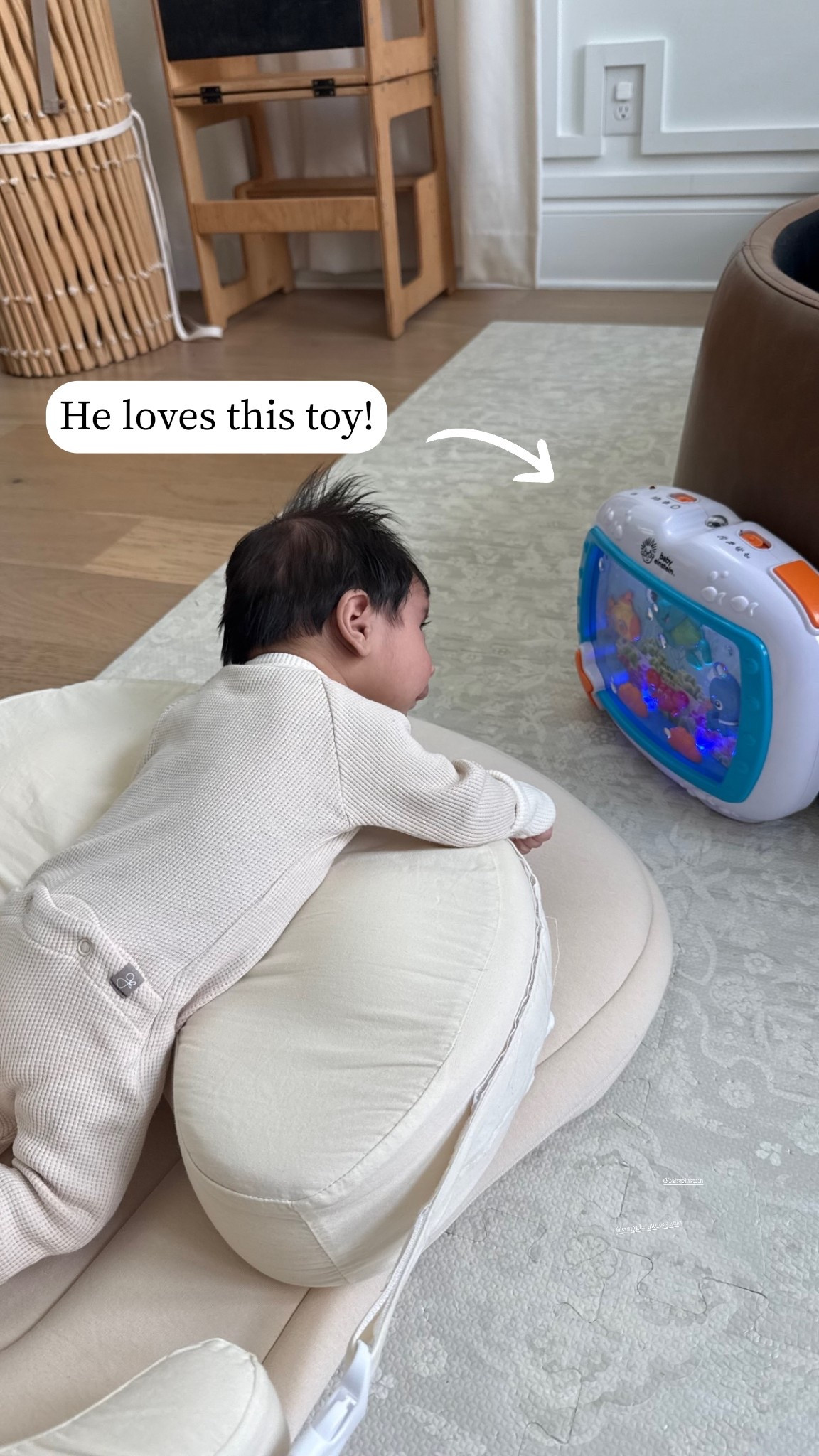 Then we did some tummy time @babyeinstein  @snuggle_me_organic