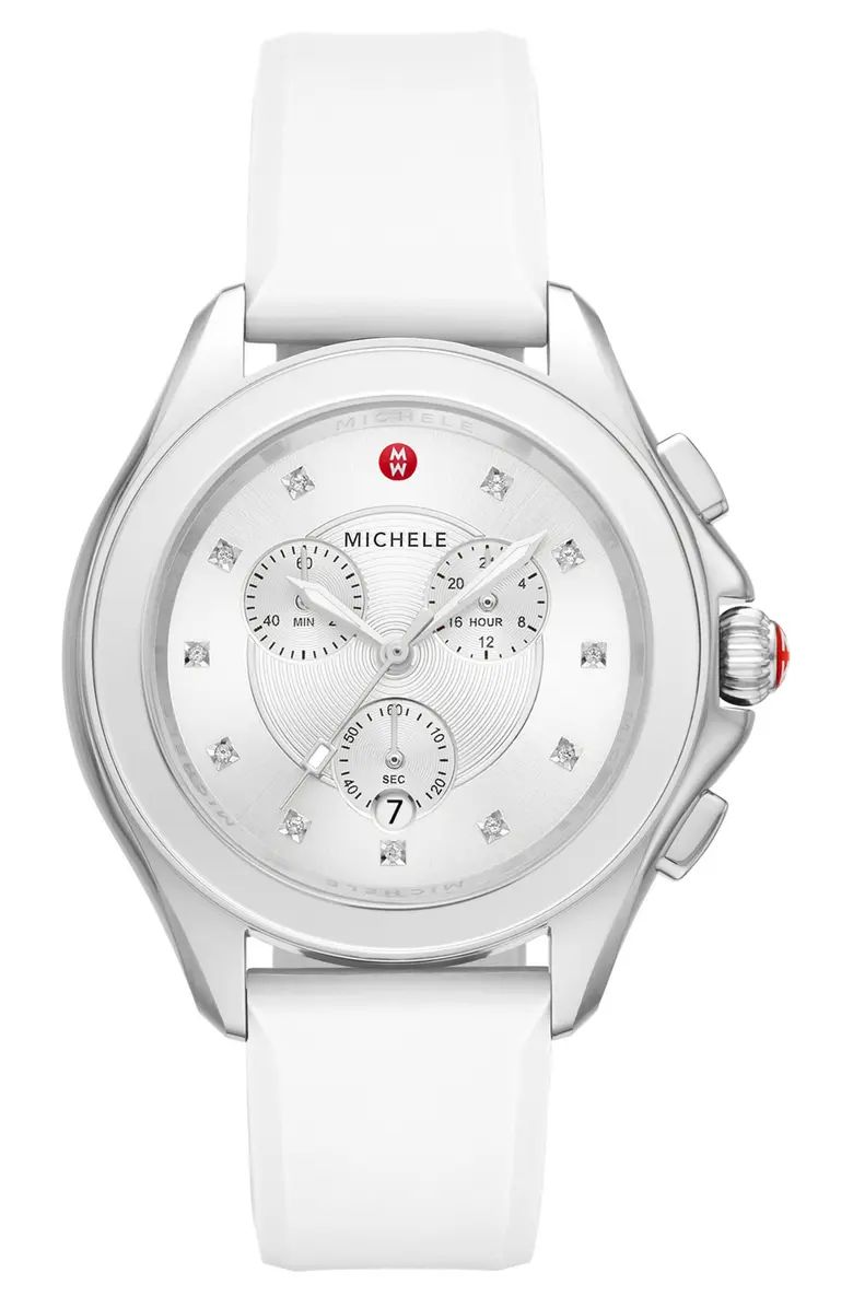 MICHELE Women's Cape Chronograph White Silicone Watch, 38mm | Nordstromrack | Nordstrom Rack