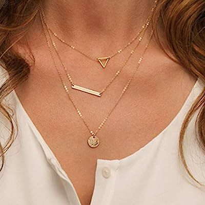 Jovono Womens Necklace Jewelry For Women Multi-layer Pendant Chain Long Layered | Amazon (US)
