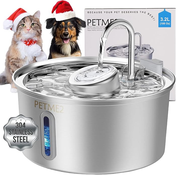 Luxury Smart Pet Fountain 2026 – 3.2L/108oz Stainless Steel Automatic Cat & Dog Water Fountain,... | Amazon (US)