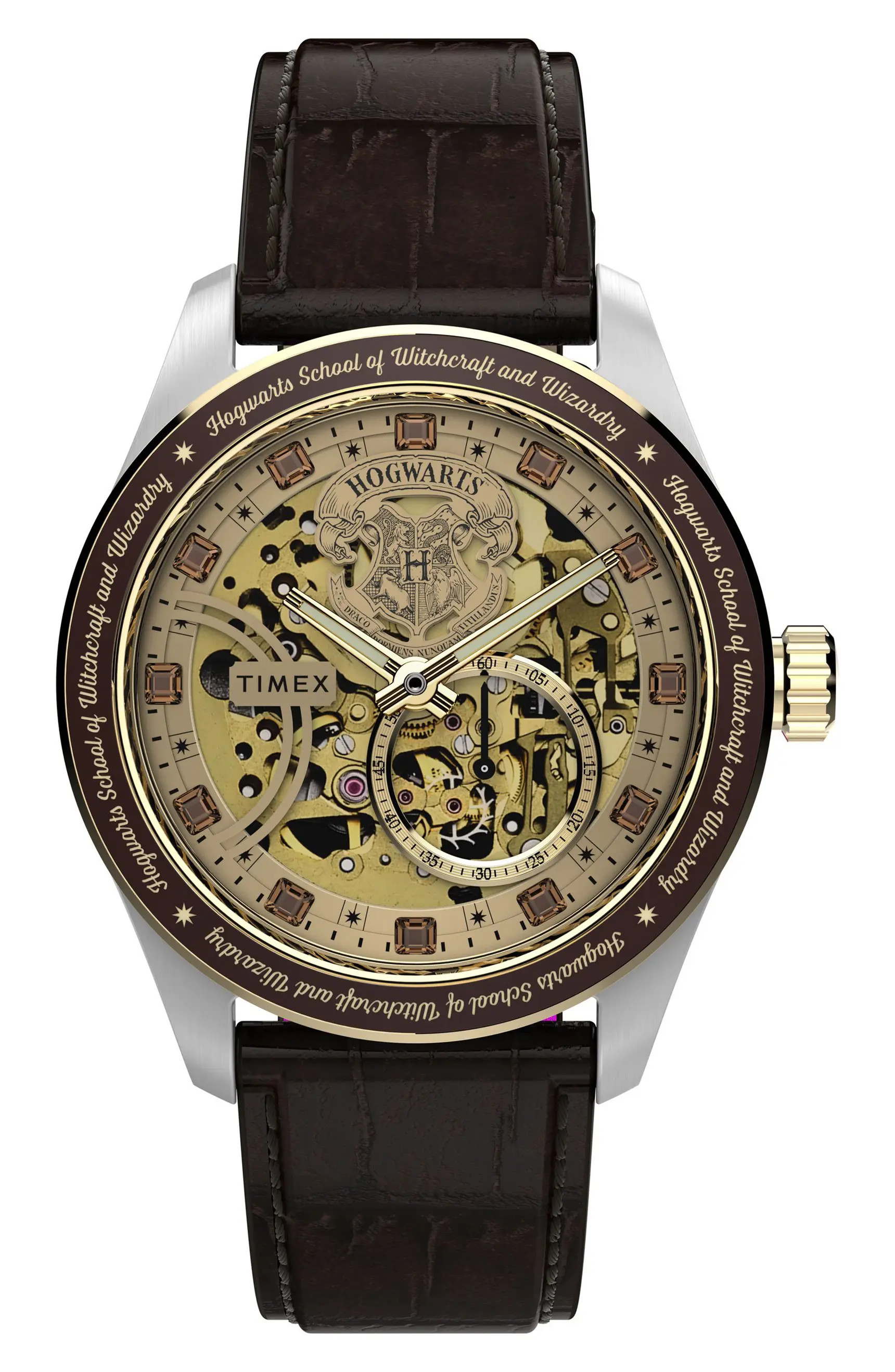 Timex\u00ae Harry Potter x Timex Waterbury Skeleton Automatic 39mm Leather Strap Watch | Nordstro... | Nordstrom