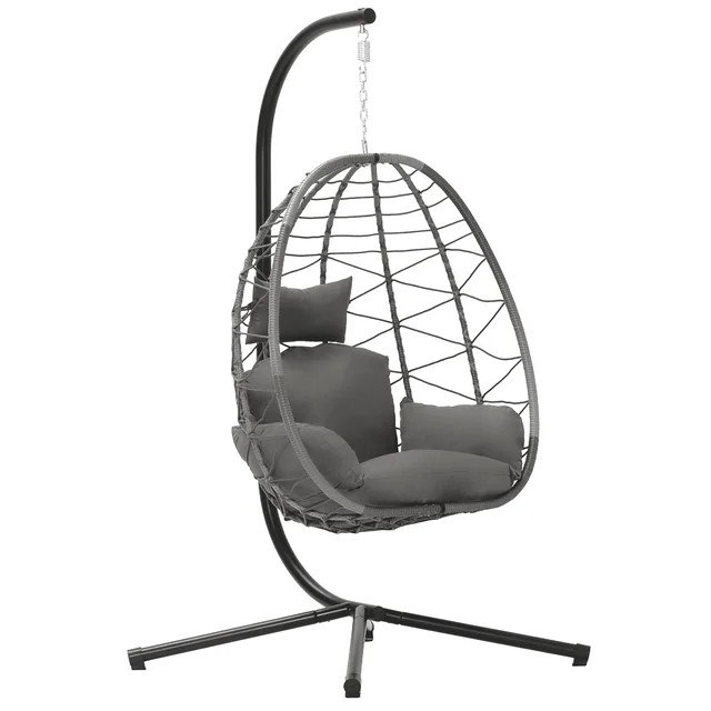 Bifanuo Indoor/Outdoor Wicker Swing Egg Chair Hammock Hanging Chair Nest Basket with Stand, UV Re... | Walmart (US)