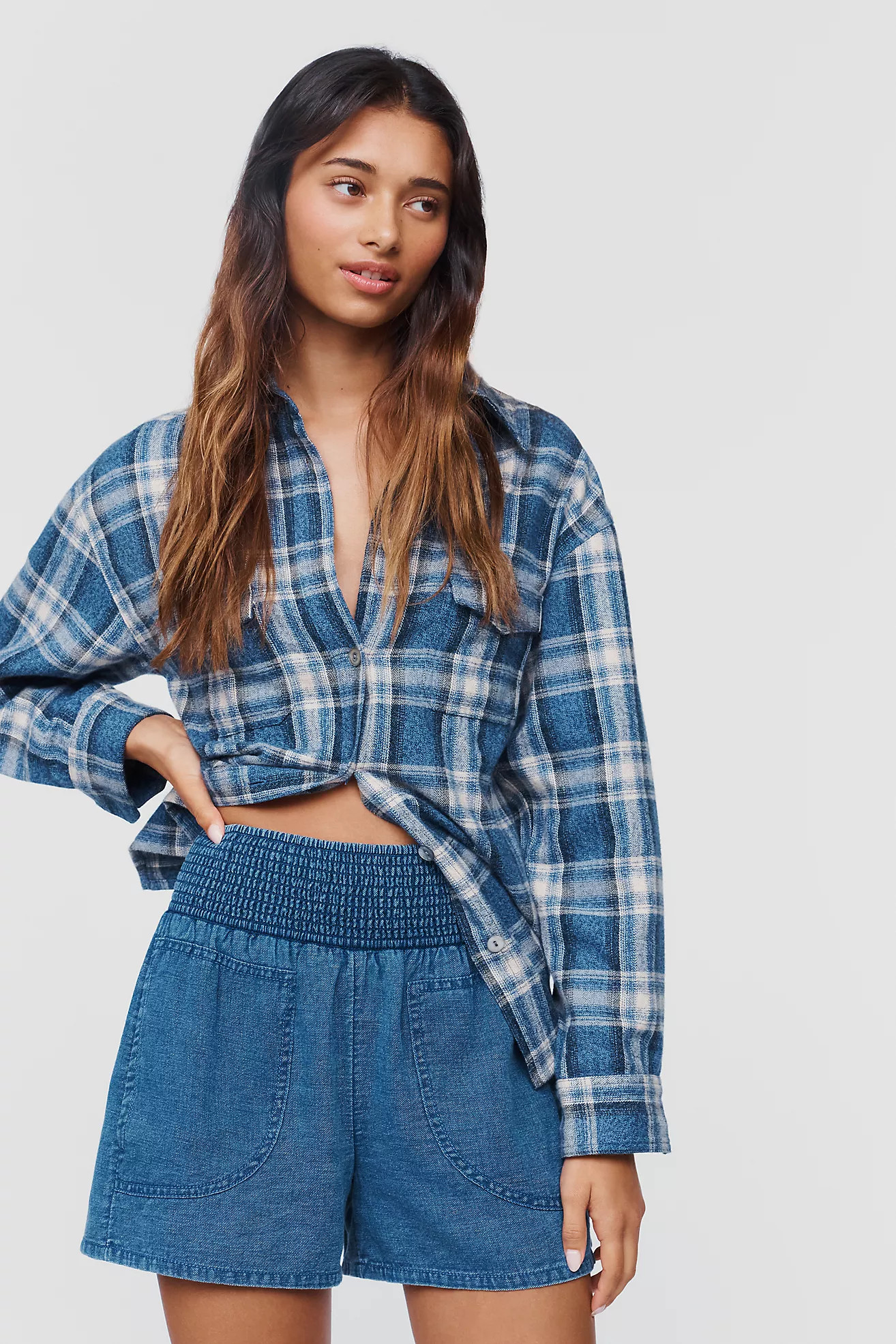 Pilcro Reese 100% Cotton Smocked Pull-On Shorts | Anthropologie (US)