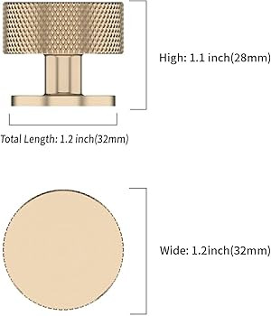 9BUILD 10 Pack Gold Cabinet Knobs Single Hole Cupboard Handles Knurled Drawer Knobs Cupboard Door... | Amazon (UK)