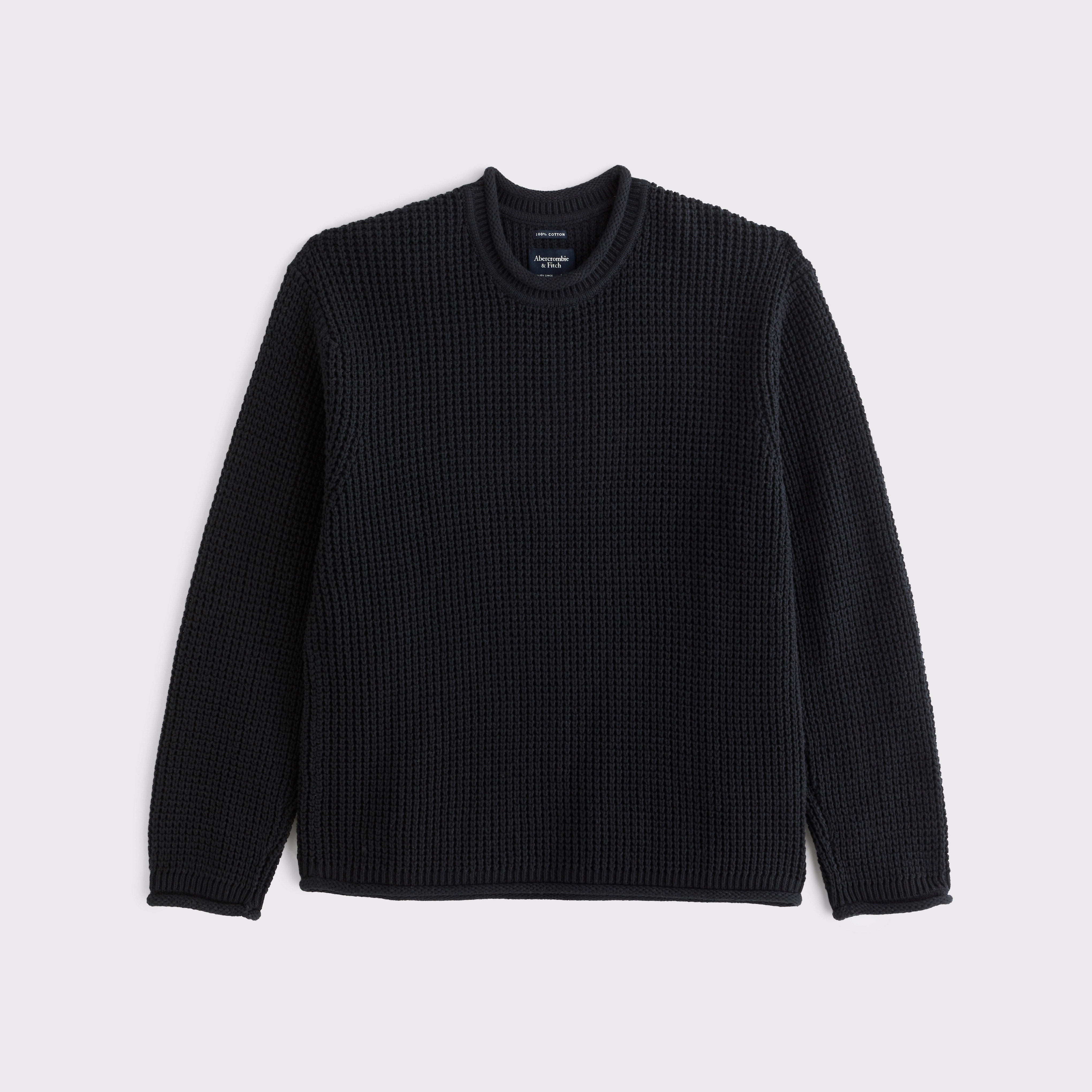 100% Cotton Waffle Roll Neck Crew Sweater | Abercrombie & Fitch (US)