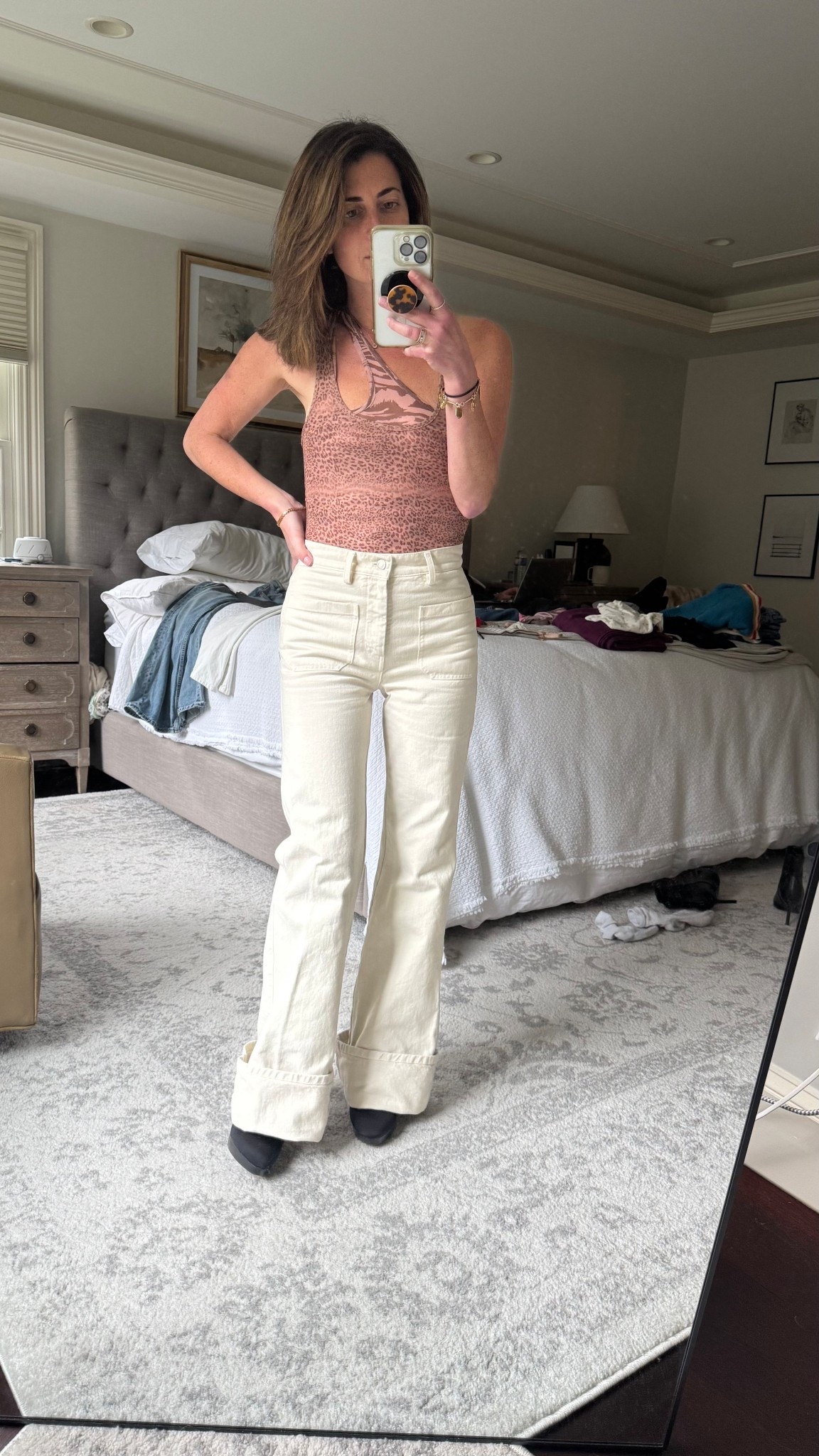 Fall evening look animal print bodysuit ecru flared denim 

#LTKPetite #LTKSeasonal #LTKStyleTip