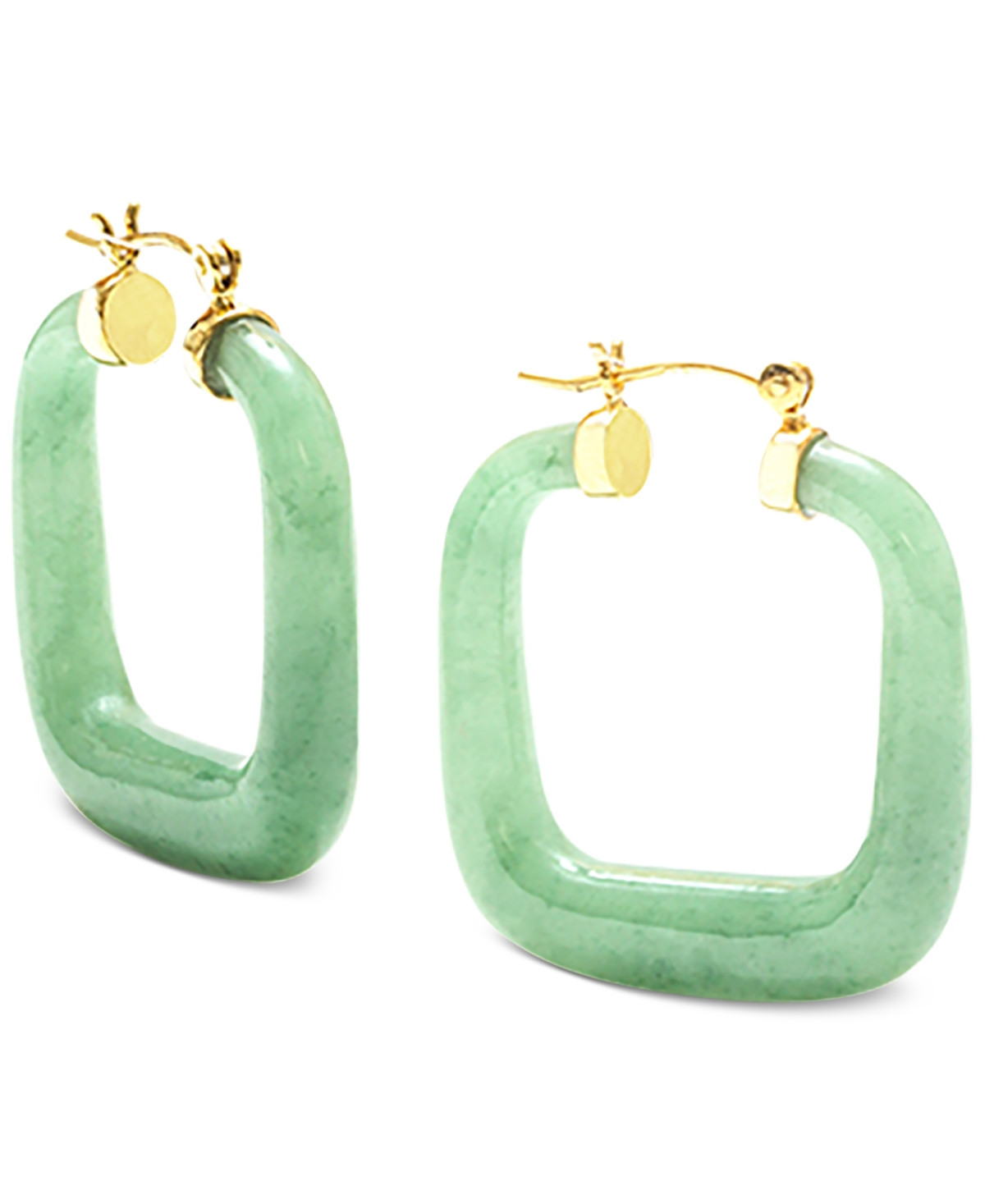 Dyed Jade (32mm) Square Medium Hoop Earrings in 14k Gold-Plated Sterling Silver, 1.25" - Gold Over Silver | Macy's