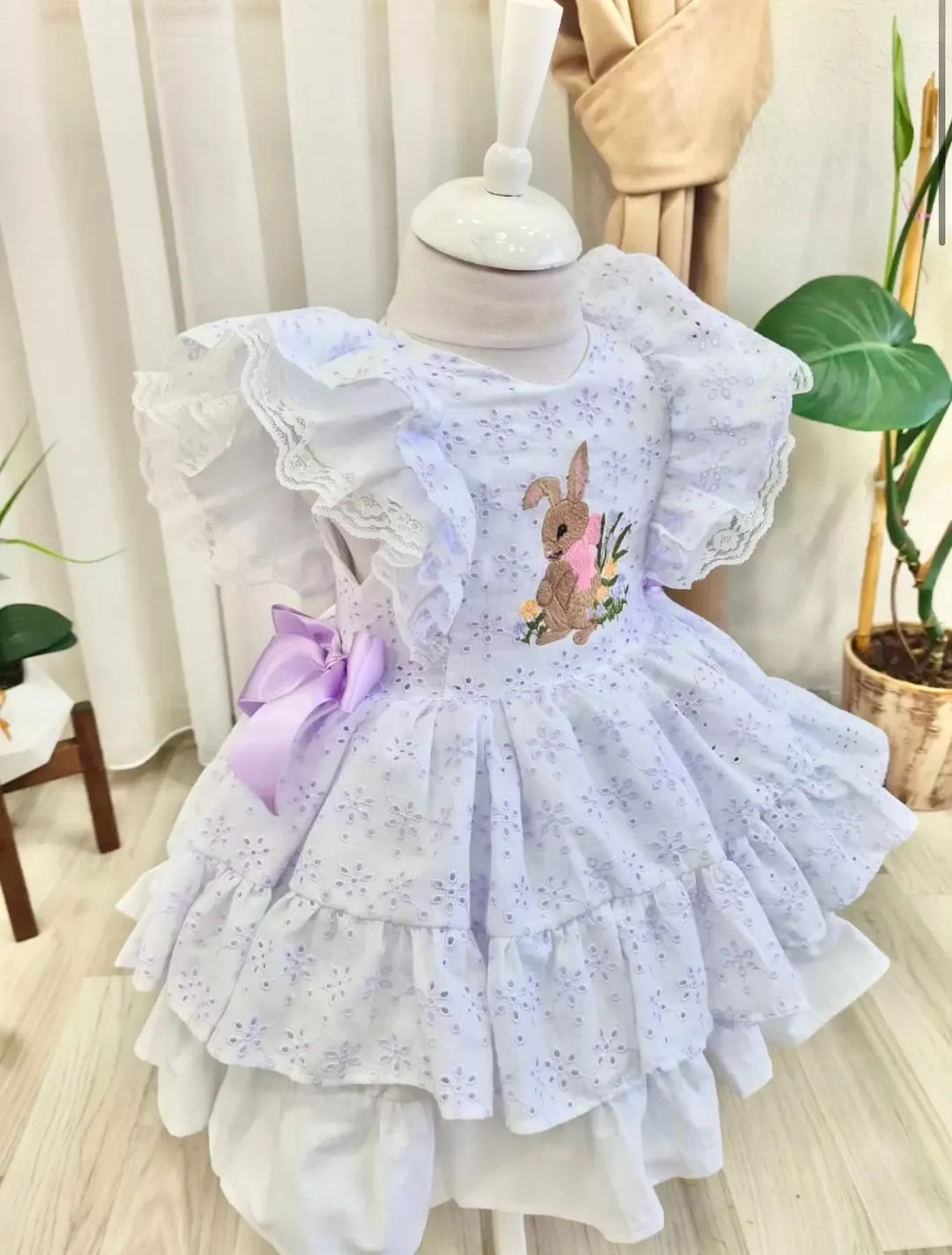 Girls Bunny Embroidered Easter Dress, Kids Easter Outfit, Baby Girl Vintage Style Embroidered Eas... | Etsy (US)