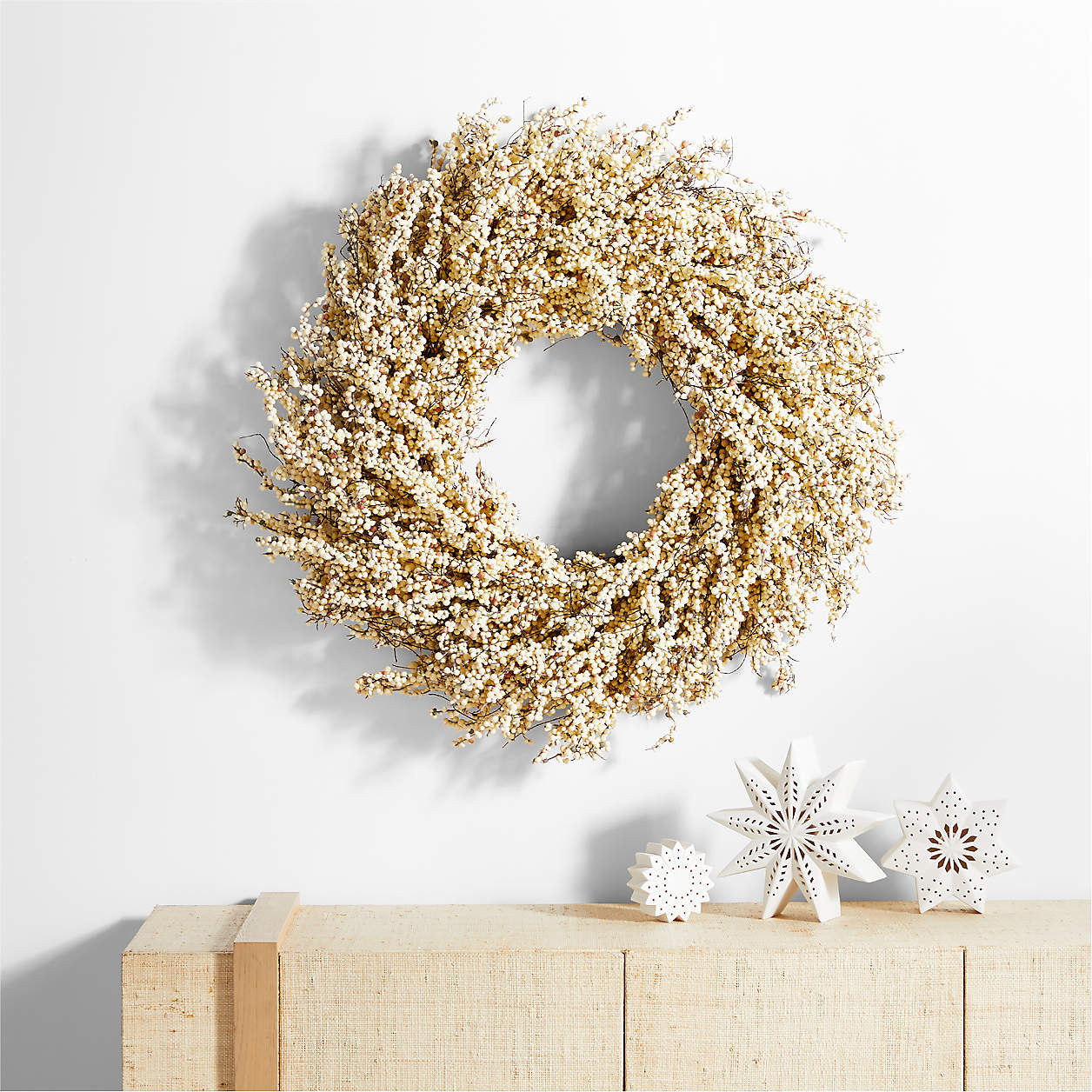 Faux White Mini Berry Wreath 32" + Reviews | Crate & Barrel | Crate & Barrel