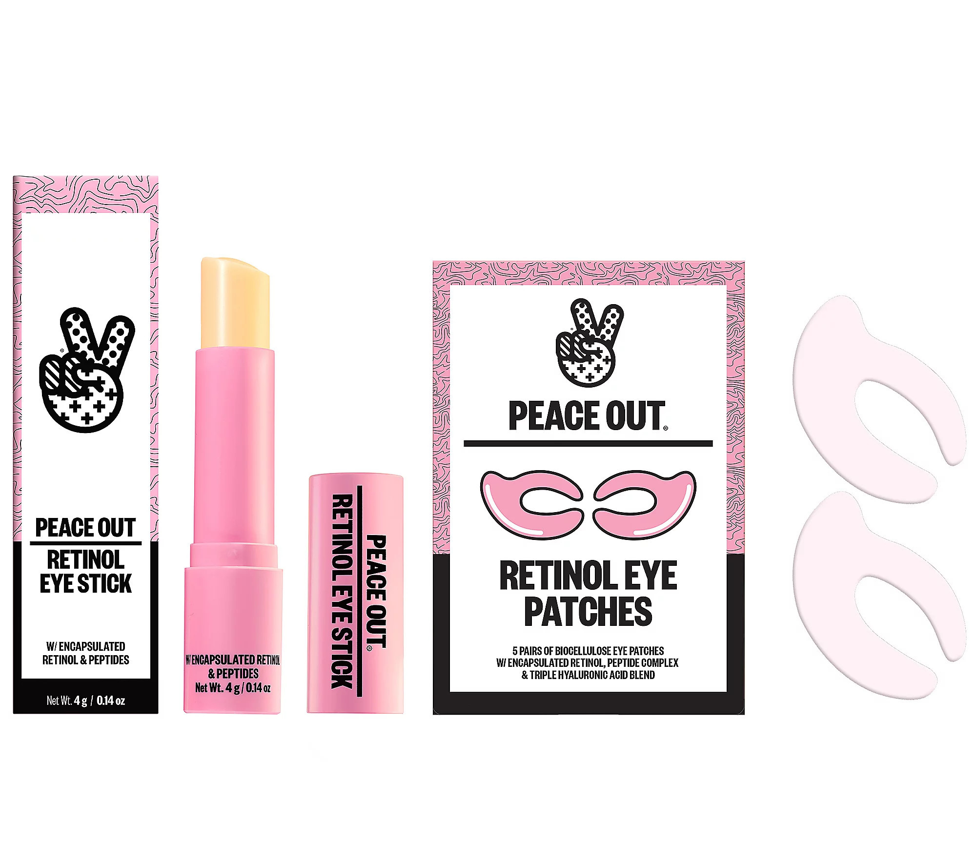 Peace Out Retinol 360 Eye Patches 5-Pairs & RetinolStickSet | QVC