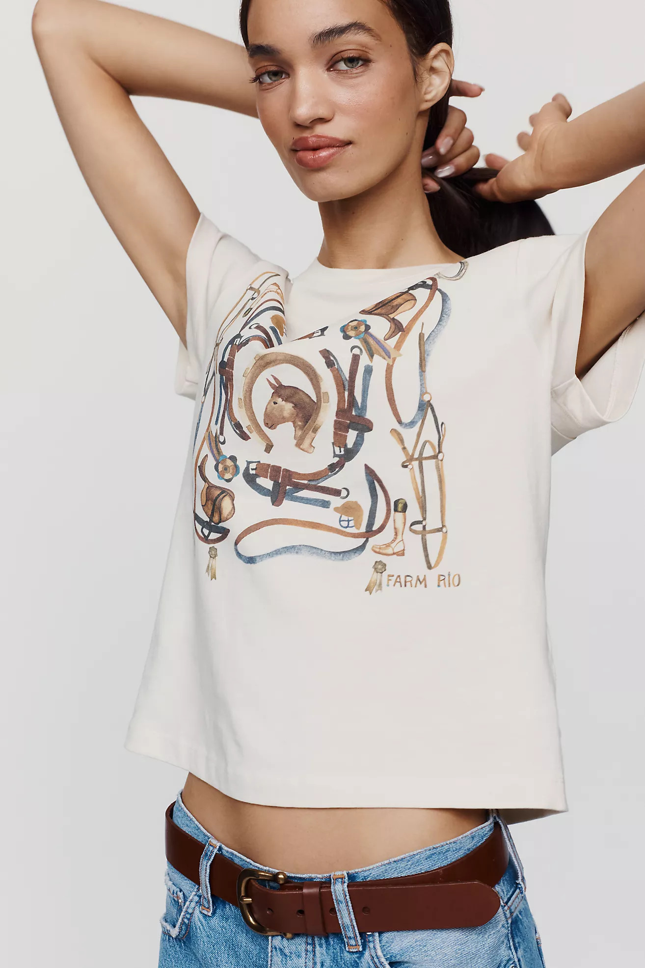 Farm Rio 100% Cotton Equestrian Tee | Anthropologie (US)
