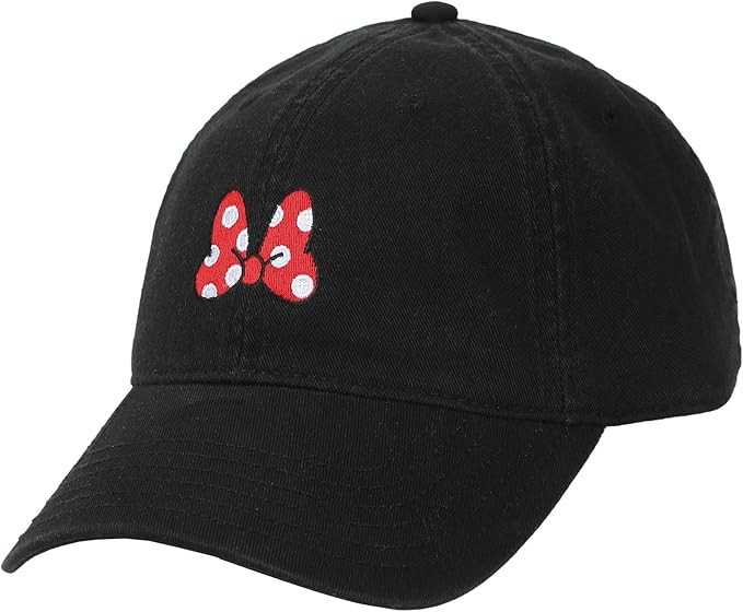 Minnie Mouse Classic Polka Dot Bow Black Washed Cotton Twill Dad Cap | Amazon (US)